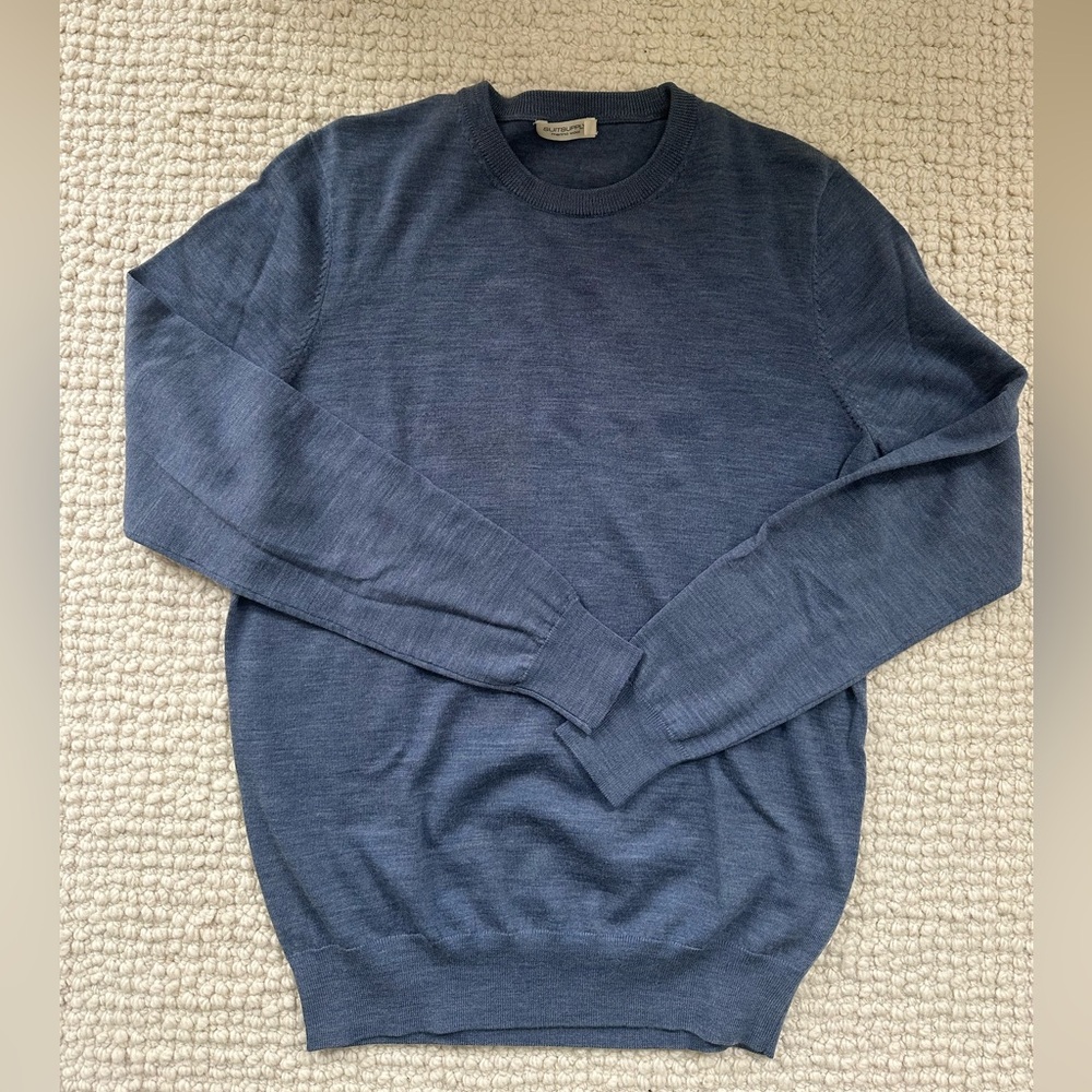 Suitsupply Men's Merino Wool Blue Crewneck Sweater